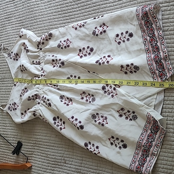 Madewell Silk Sandstar Dress Vinefloral Ivory Red Adjustable Strap Line Size 00 - Picture 6 of 6